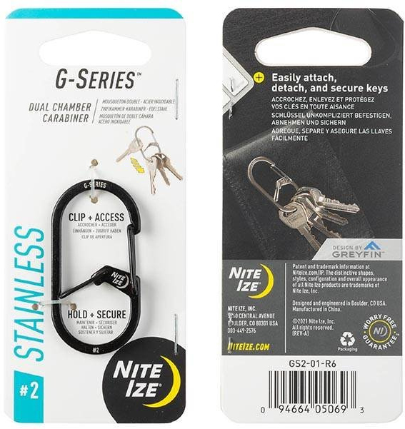 NITE IZE Karabína G-Series #2 Dual Chamber - black (GS2-01-R6)