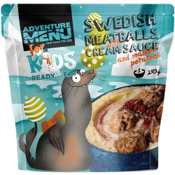 ADVENTURE MENU For Kids Švédske mäsové guličky s kŕemovou omáčkou a zemiakovou kašou 250g