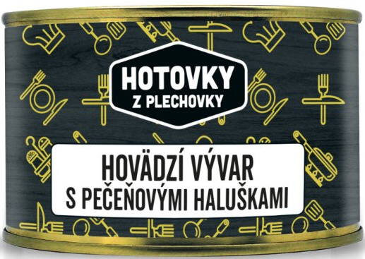 HOTOVKY Z PLECHOVKY Hovädzí vývar s pečeňovými haluškami 400ml