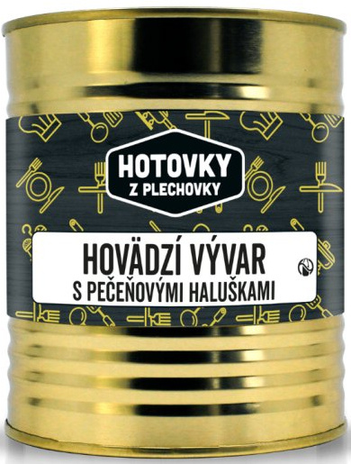 HOTOVKY Z PLECHOVKY Hovädzí vývar s pečeňovými haluškami 800ml