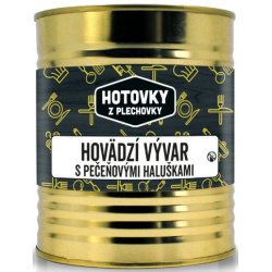 HOTOVKY Z PLECHOVKY Hovädzí vývar s pečeňovými haluškami 800ml