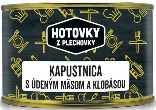 HOTOVKY Z PLECHOVKY Kapustnica s údeným mäsom a klobásou 400ml