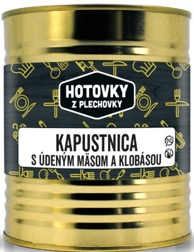 HOTOVKY Z PLECHOVKY Kapustnica s údeným mäsom a klobásou 800ml