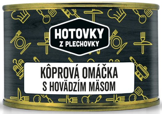 HOTOVKY Z PLECHOVKY Kôprová omáčka s hovädzím mäsom 400g