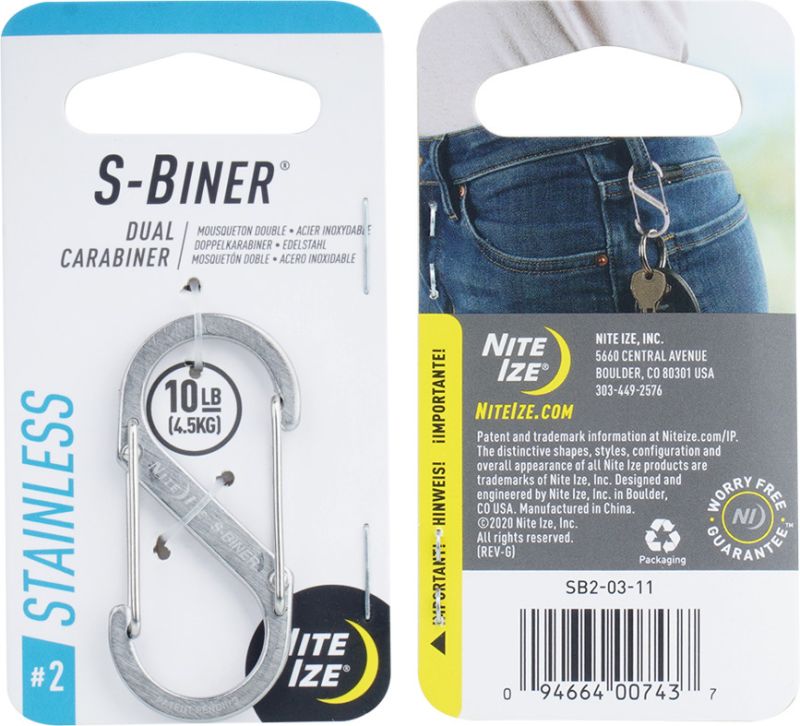 NITE IZE Karabína S-Biner #2 Dual - stainless (SB2-03-11)