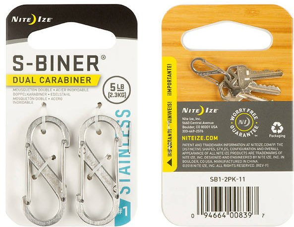 NITE IZE Karabína S-Biner #1 Dual - stainless, set 2ks (SB1-2PK-11)
