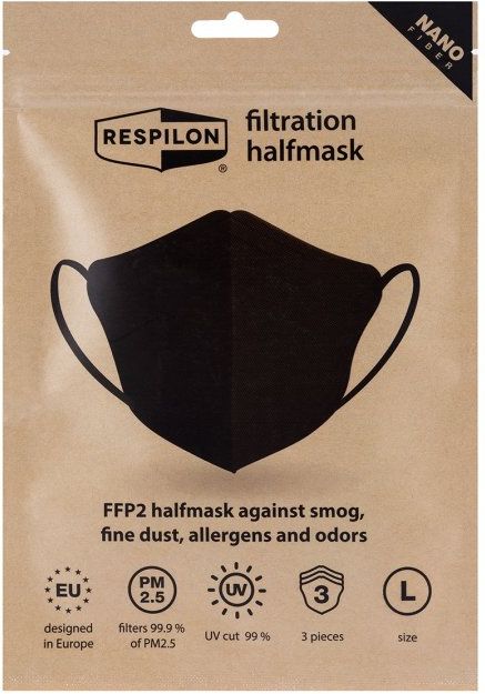 RESPILON Respirátor FFP2 RespiPro Carbon (3ks) - čierny (M)