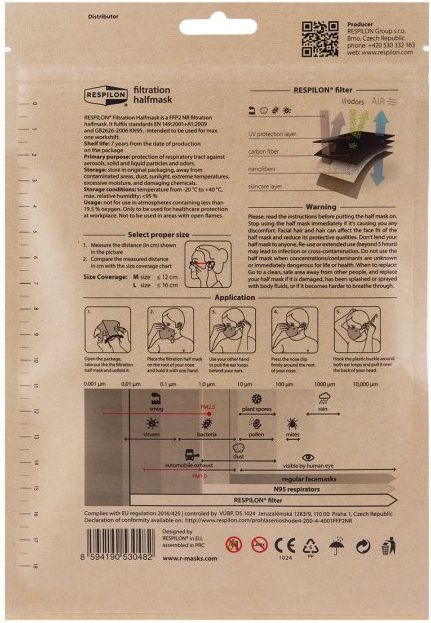 RESPILON Respirátor FFP2 RespiPro Carbon (3ks) - čierny (M)