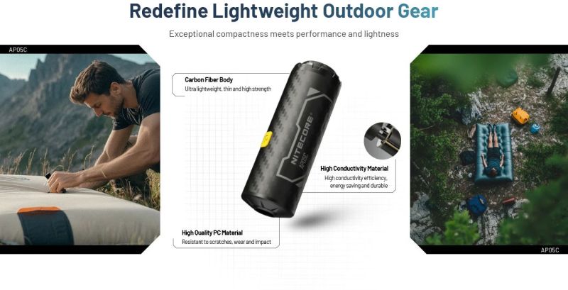 NITECORE Elektrická Pumpa AP05C UltraLightweight - black (NC-AP05C)