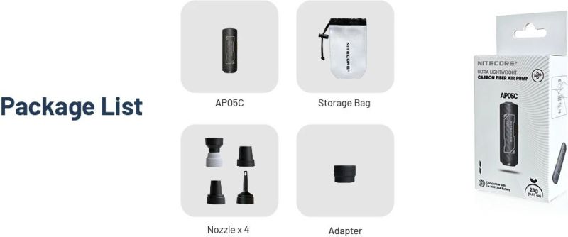 NITECORE Elektrická Pumpa AP05C UltraLightweight - black (NC-AP05C)