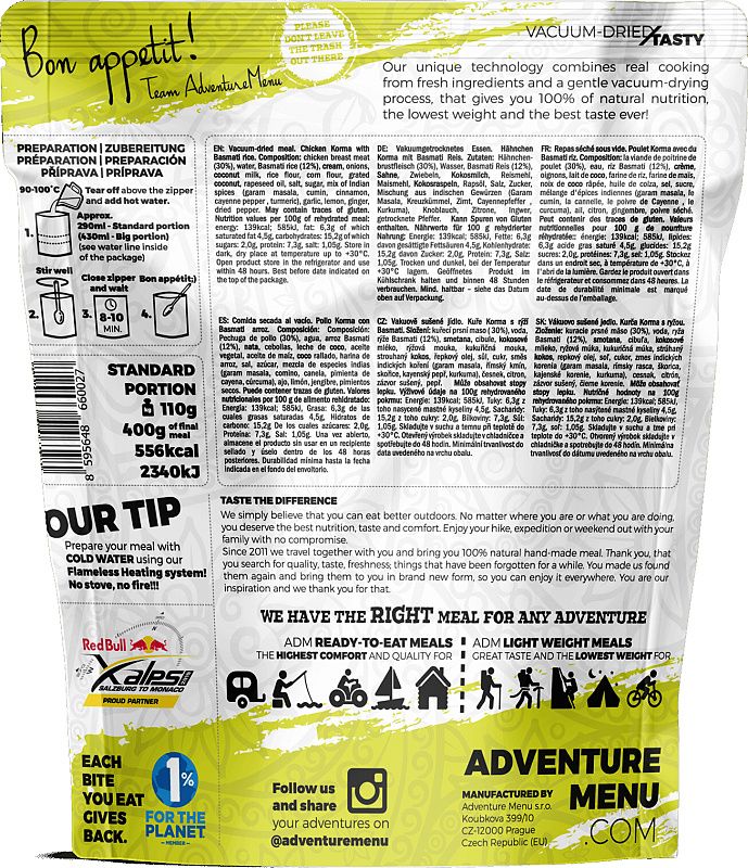 ADVENTURE MENU Light Kurča korma s ryžou basmati 181g/600g