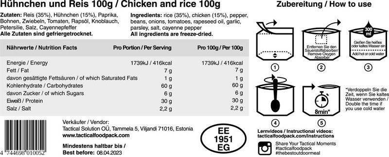 TACTICAL FOODPACK Kuracie mäso s ryžou