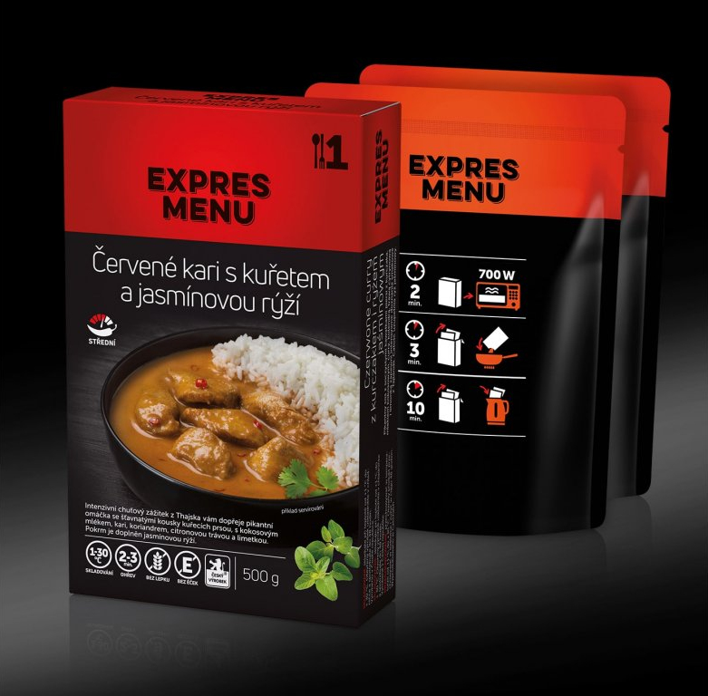 EXPRES MENU KM Červené karí s kuracím mäsom, jazmínová ryža 500g