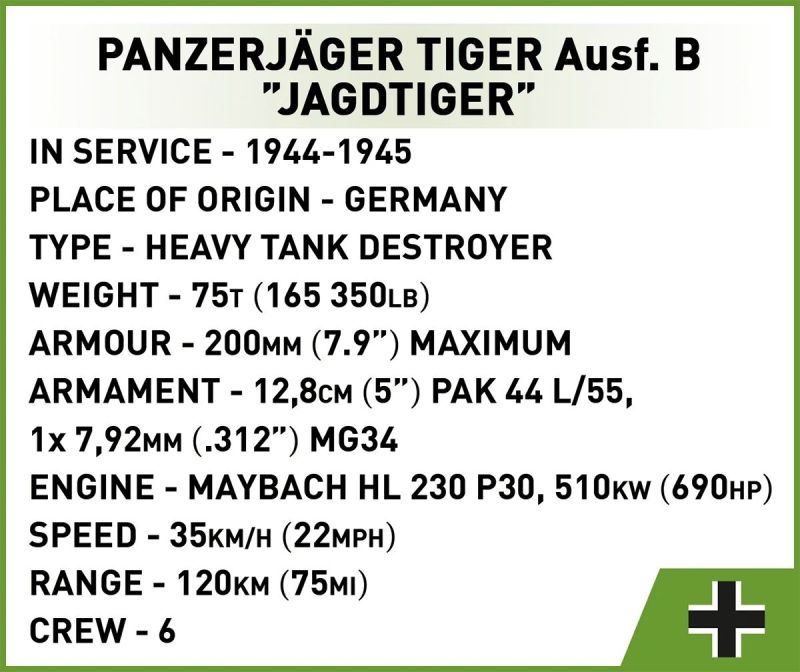 COBI Stavebnica HC WW2 Panzerjäger Tiger Ausf.B Jagdtiger (COBI-2733)