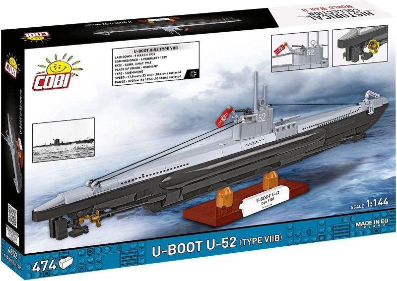 COBI Stavebnica HC WW2 U-Boot U-52 (Type VIIB) (COBI-4852)