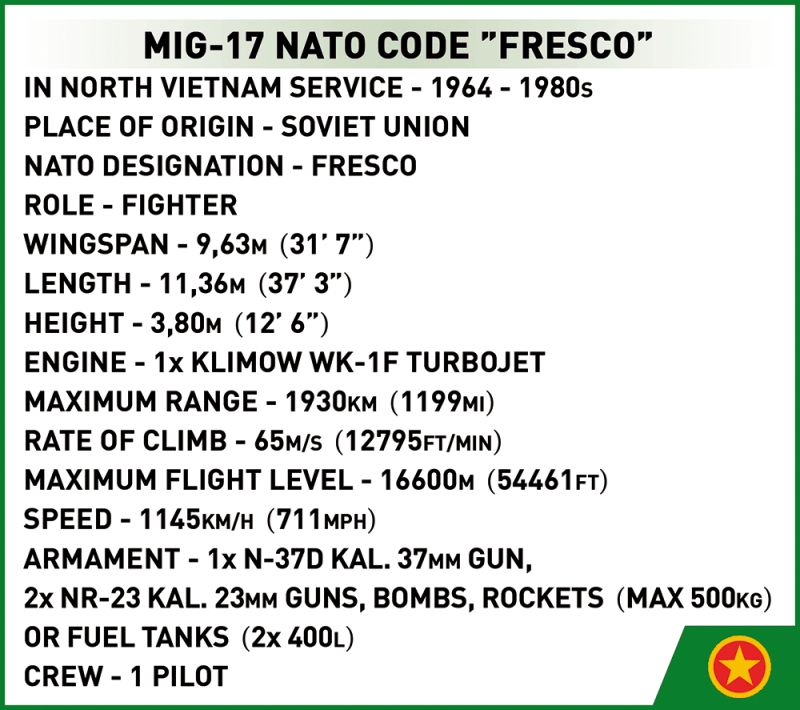 COBI Stavebnica VW MIG-17 Nato Code "Fresco" (COBI-2424)