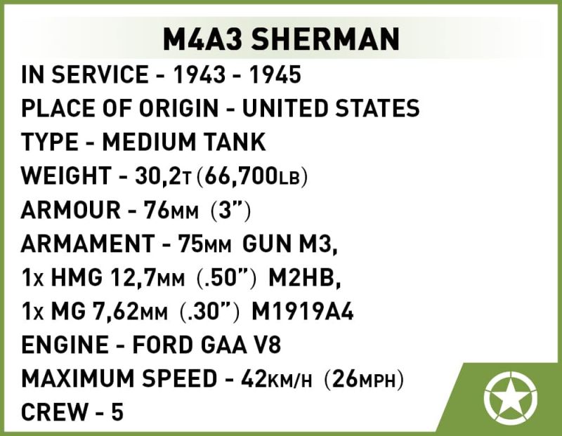 COBI Stavebnica HC WW2 M4A3 Sherman (COBI-2570)