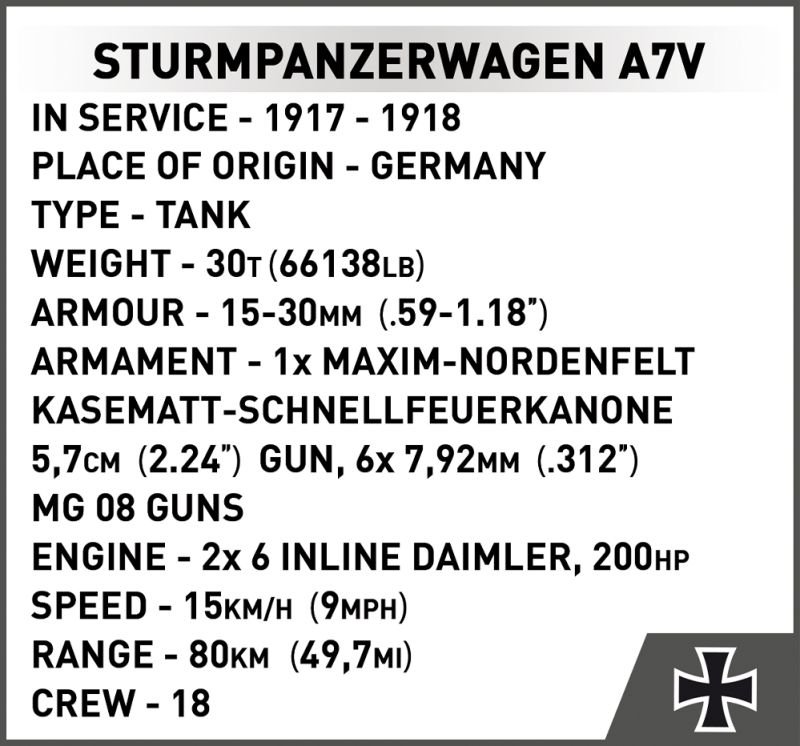 COBI Stavebnica HC GW Sturmpanzerwagen A7V (COBI-2989)