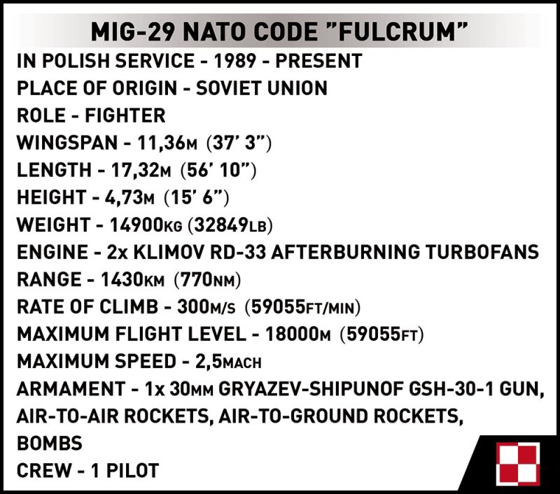 COBI Stavebnica AF MiG-29 NATO Code "FULCRUM" (COBI-5834)