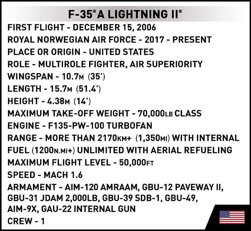 COBI Stavebnica AF F-35A Lightning II (COBI-5831)