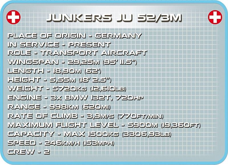 COBI Stavebnica WW2 Junkers JU-52/3M (COBI-5711)