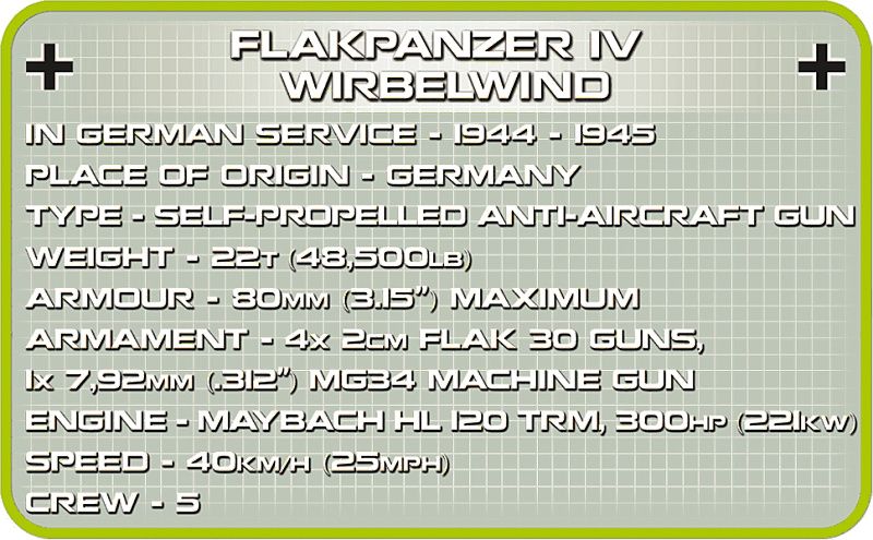 COBI Stavebnica WW2 Flakpanzer IV Wirbelwind (COBI-2548)