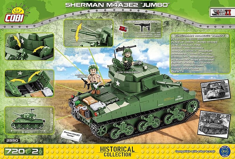 COBI Stavebnica WW2 Sherman M4A3E2 Jumbo (COBI-2550)