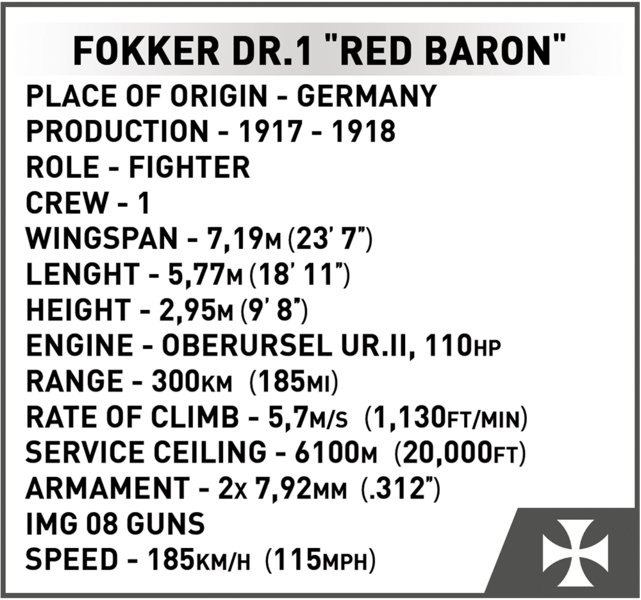 COBI Stavebnica GW Fokker Dr. I Red Baron (COBI-2986)
