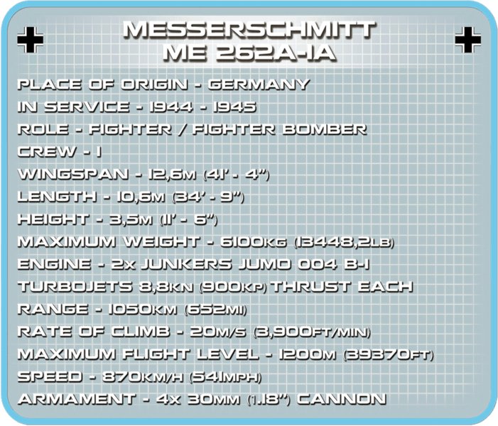 COBI Stavebnica WW2 Messerschmitt ME 262A-1A (COBI-5721)