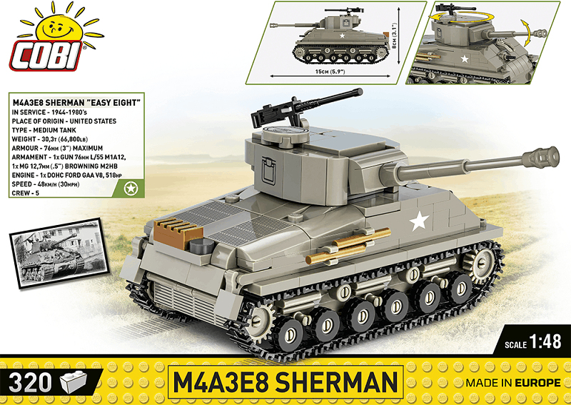 COBI Stavebnica HC M4A3E8 Sherman (COBI-2711)