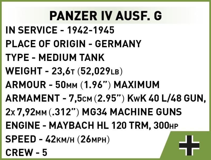 COBI Stavebnica WW2 PzKpfW Panzer IV Ausf. G (COBI-2714)