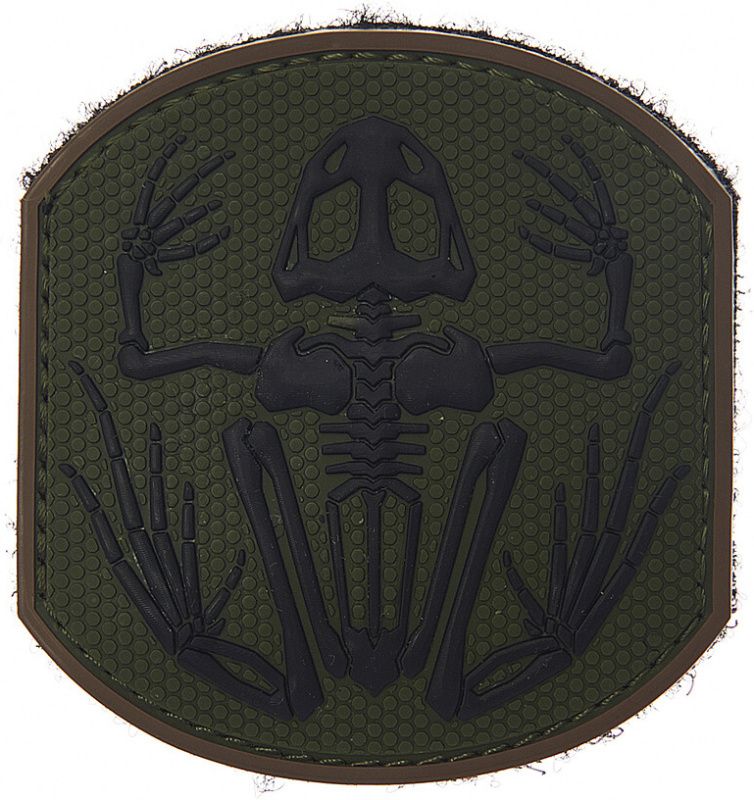 3D PVC Nášivka/Patch Frog skeleton - olivová