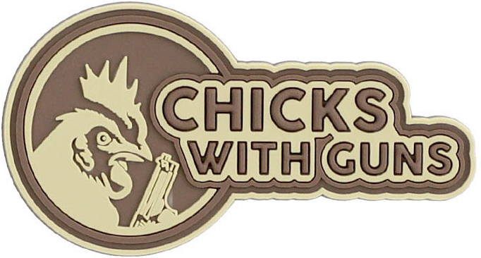 101 INC 3D PVC Nášivka/Patch Chicks with guns - coyote (#8095)