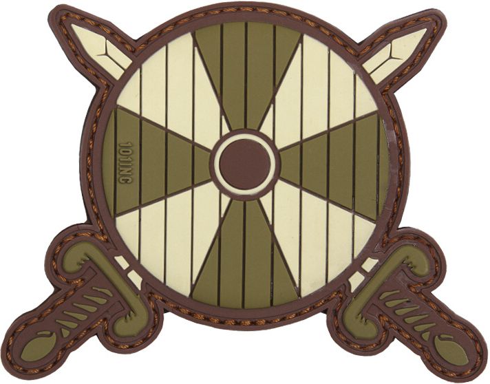 3D PVC Nášivka/Patch Viking shield + 2 swords - zelená