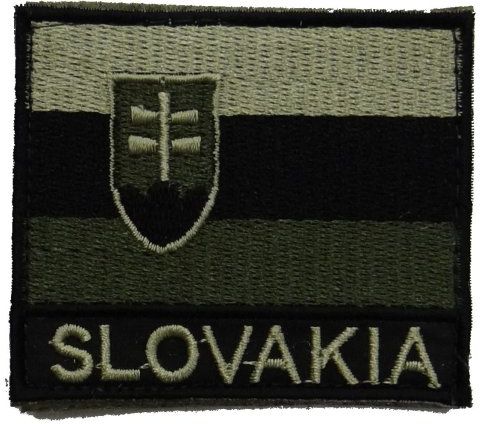 Textilná Nášivka/Patch SK vlajka + SLOVAKIA - olivová