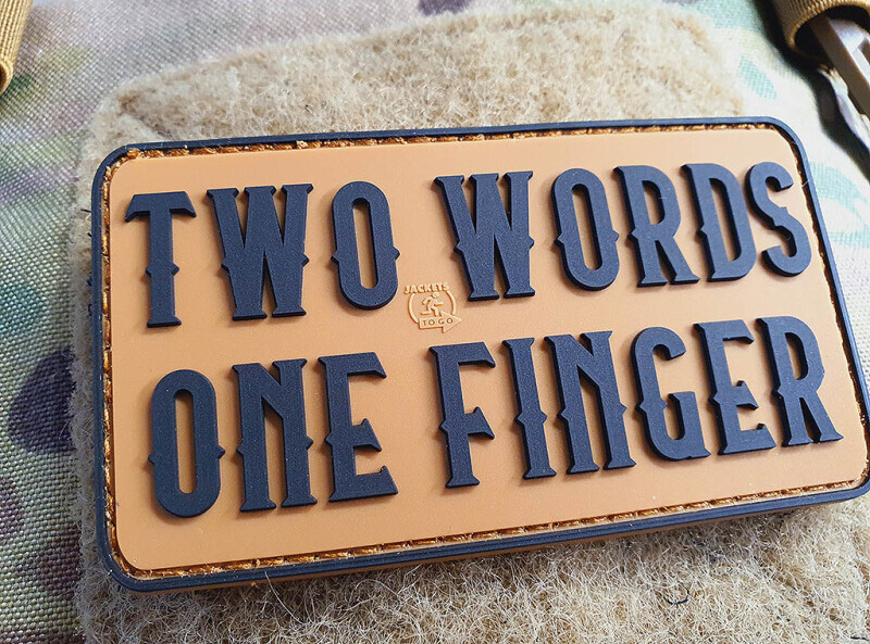 JTG 3D PVC Nášivka/Patch Two Words One Finger - coyote