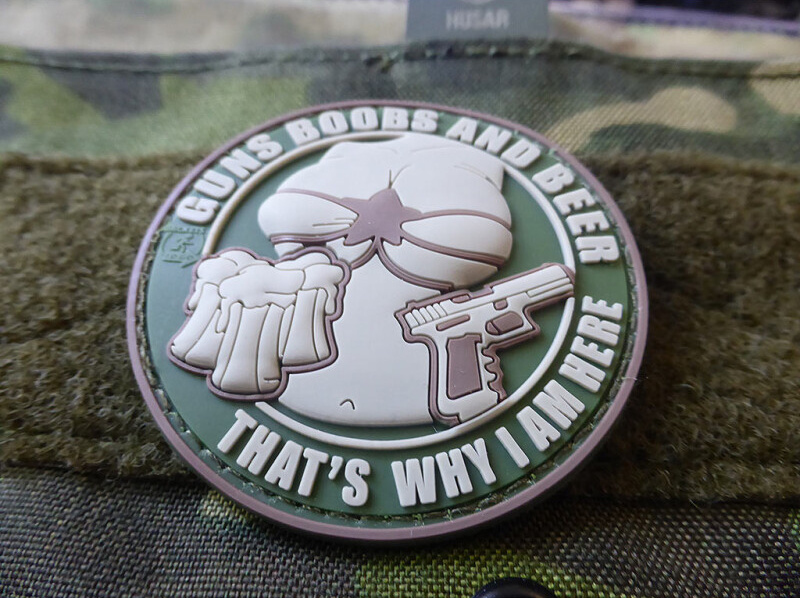 JTG 3D PVC Nášivka/Patch Guns Boobs and Beer - dark green / khaki