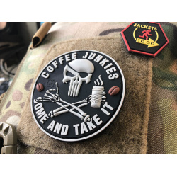 JTG 3D PVC Nášivka/Patch Coffee Junkies - black / white