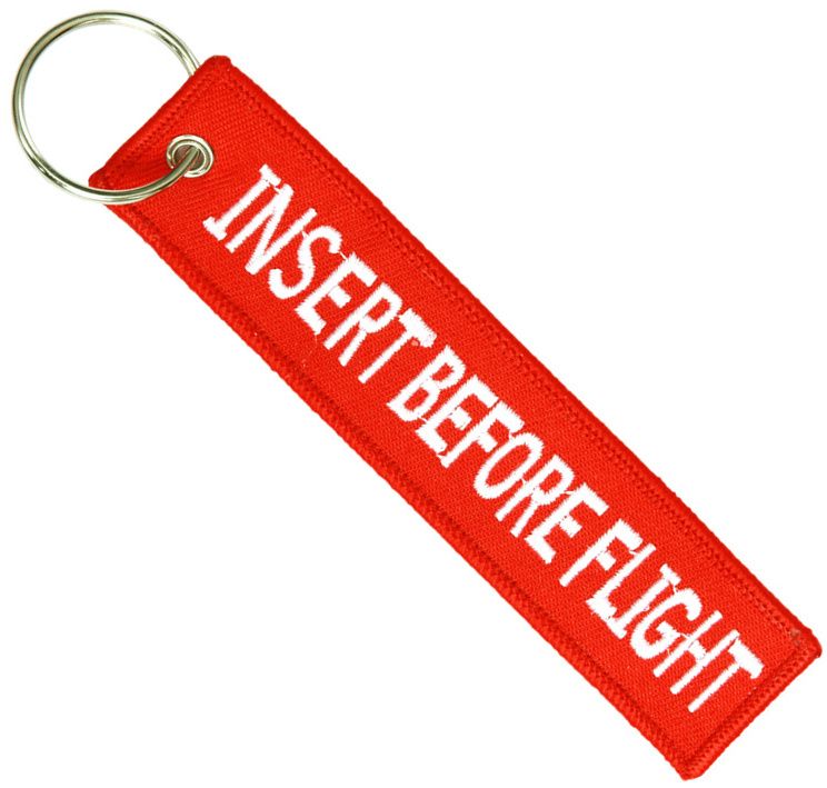 Kľúčenka Insert before flight - červená