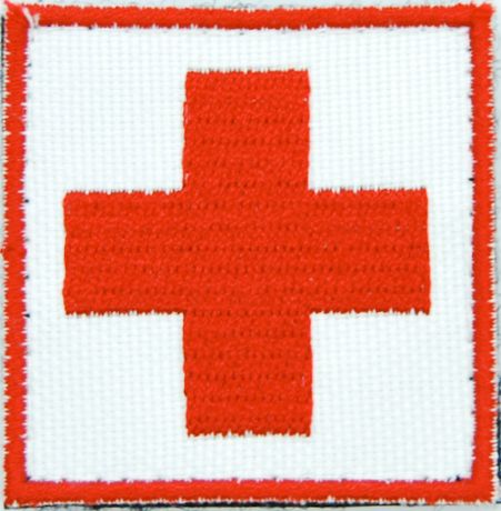Textilná Nášivka/Patch MEDIC, 4,5x4,5cm - biela/červená