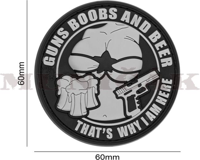 JTG 3D PVC Nášivka/Patch Guns Boobs and Beer