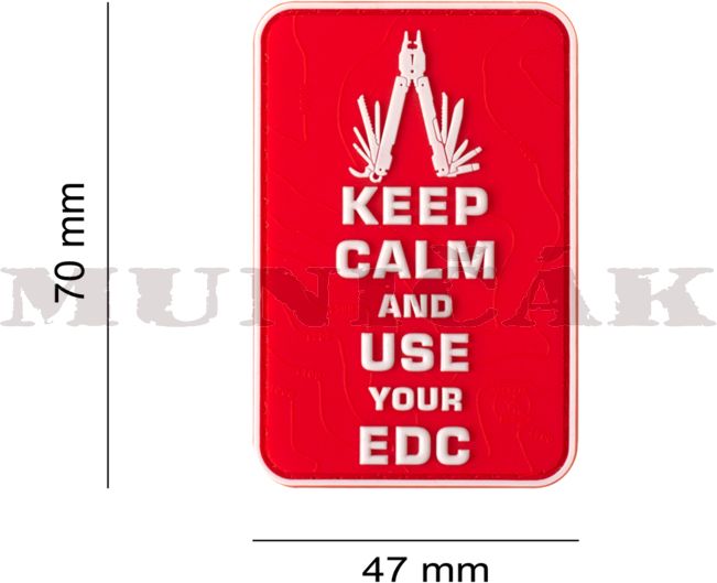 JTG 3D PVC Nášivka/Patch Keep Calm EDC - červená