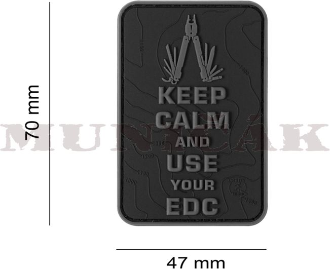 JTG 3D PVC Nášivka/Patch Keep Calm EDC - čierna