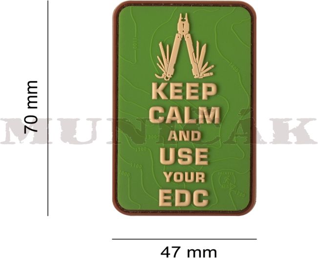 JTG 3D PVC Nášivka/Patch Keep Calm EDC - zelená