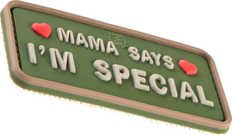 JTG 3D PVC Nášivka/Patch Mama Says I'm Special - green / white