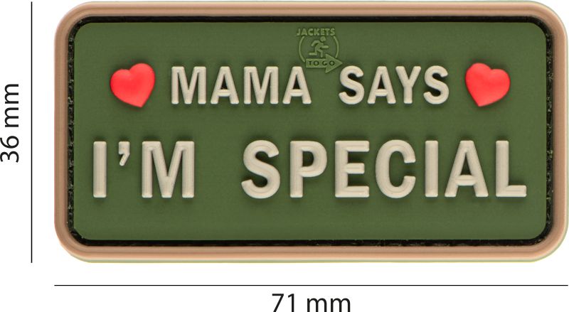 JTG 3D PVC Nášivka/Patch Mama Says I'm Special - green / white