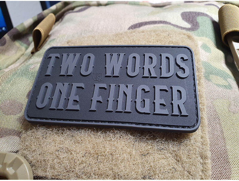 JTG 3D PVC Nášivka/Patch Two Words One Finger - black