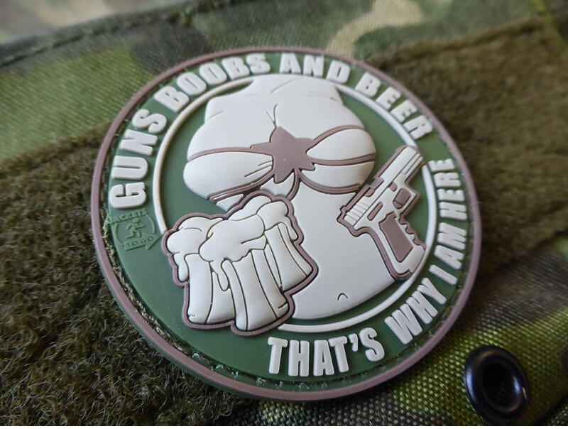 JTG 3D PVC Nášivka/Patch Guns Boobs and Beer - dark green / khaki