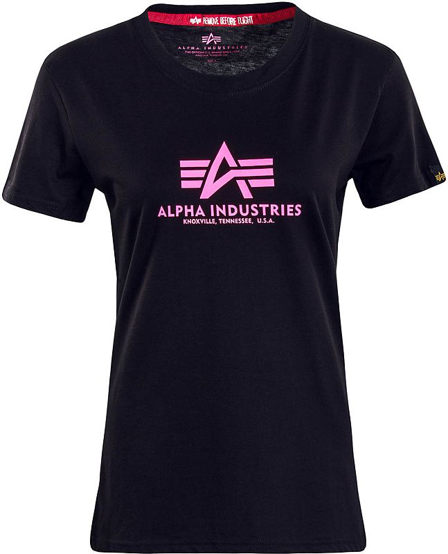 ALPHA INDUSTRIES Dámske tričko New Basic - čierne/neon pink (196051/474)