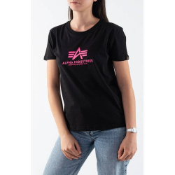 ALPHA INDUSTRIES Dámske tričko New Basic Neon Print - čierne/neon pink (196051NP/474)